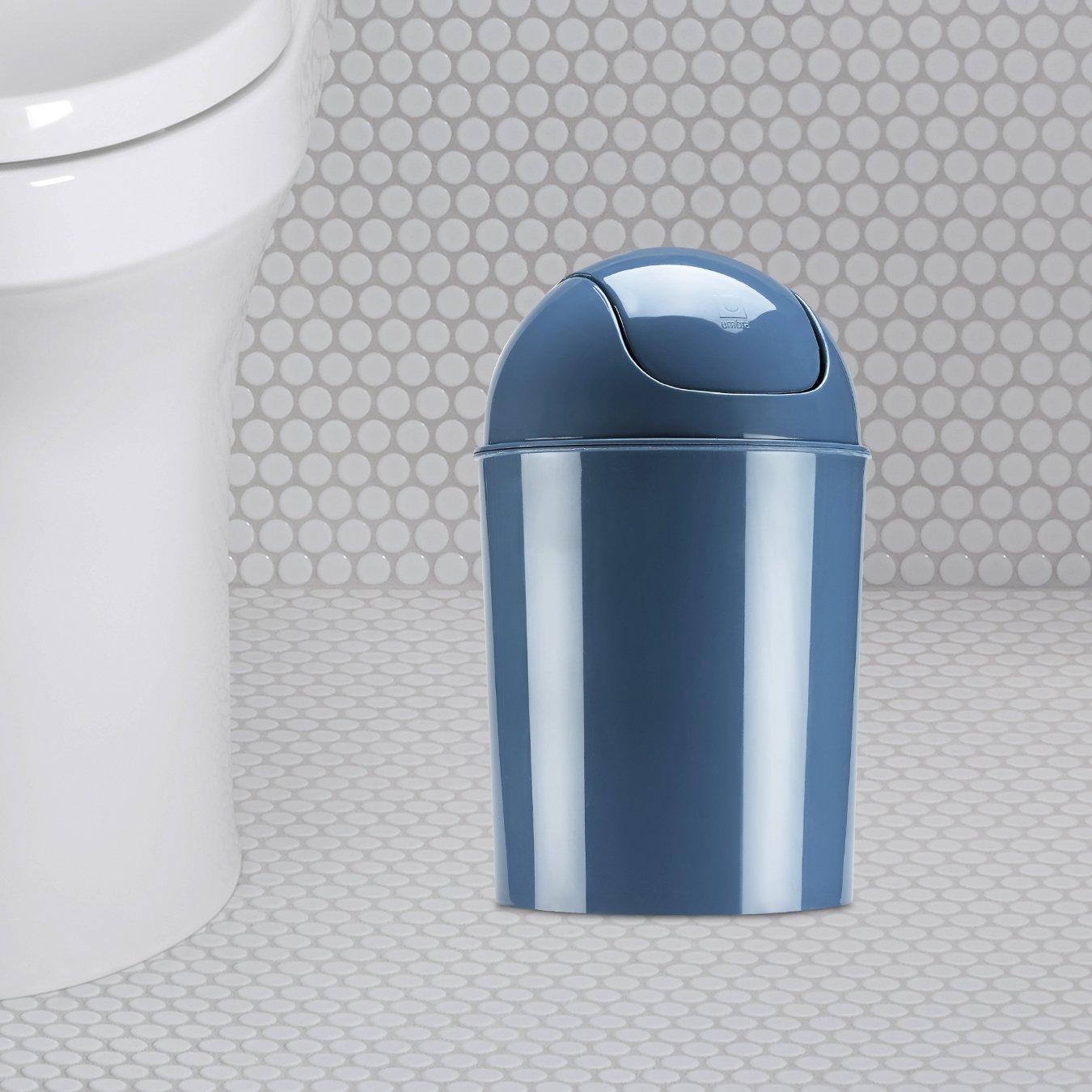image:imageUmbra 125 Gallon Mini Waste Can with Removable SwingTop Lid Small Garbage Bin for Kitchen Bathroom Bedroom Office Compact Trash Can Fit Under Tables amp Counters Dark BlueBlue
