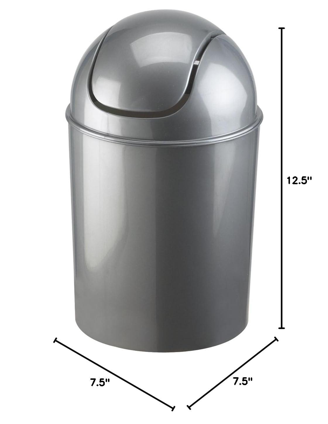 image:imageUmbra 125 Gallon Mini Waste Can with Removable SwingTop Lid Small Garbage Bin for Kitchen Bathroom Bedroom Office Compact Trash Can Fit Under Tables amp Counters Dark BlueSilver