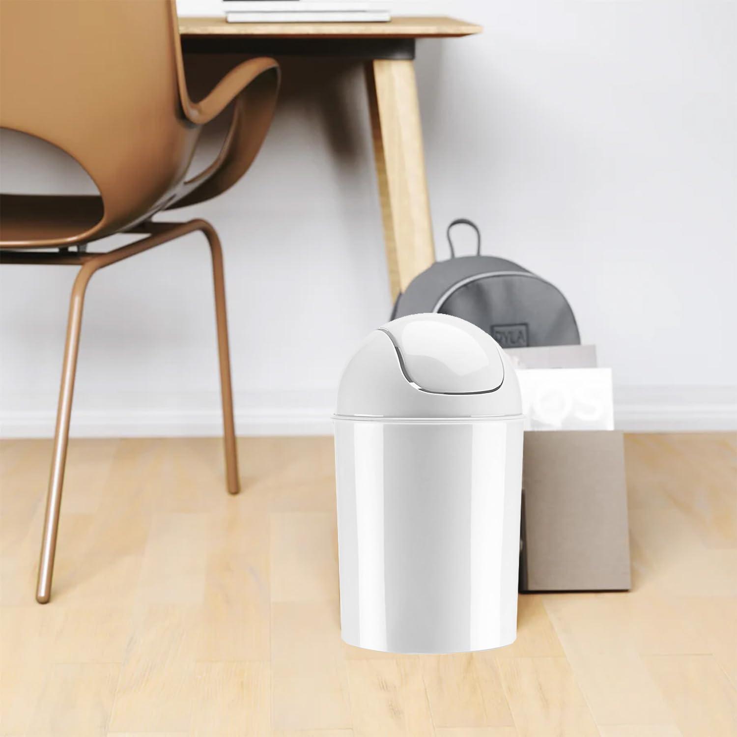 image:imageUmbra 125 Gallon Mini Waste Can with Removable SwingTop Lid Small Garbage Bin for Kitchen Bathroom Bedroom Office Compact Trash Can Fit Under Tables amp Counters Dark BlueWhite