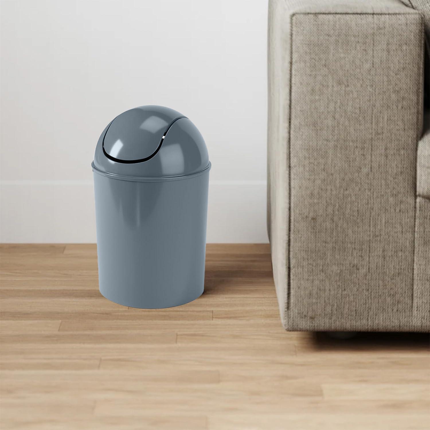 image:imageUmbra 125 Gallon Mini Waste Can with Removable SwingTop Lid Small Garbage Bin for Kitchen Bathroom Bedroom Office Compact Trash Can Fit Under Tables amp Counters Dark BlueSlate Blue
