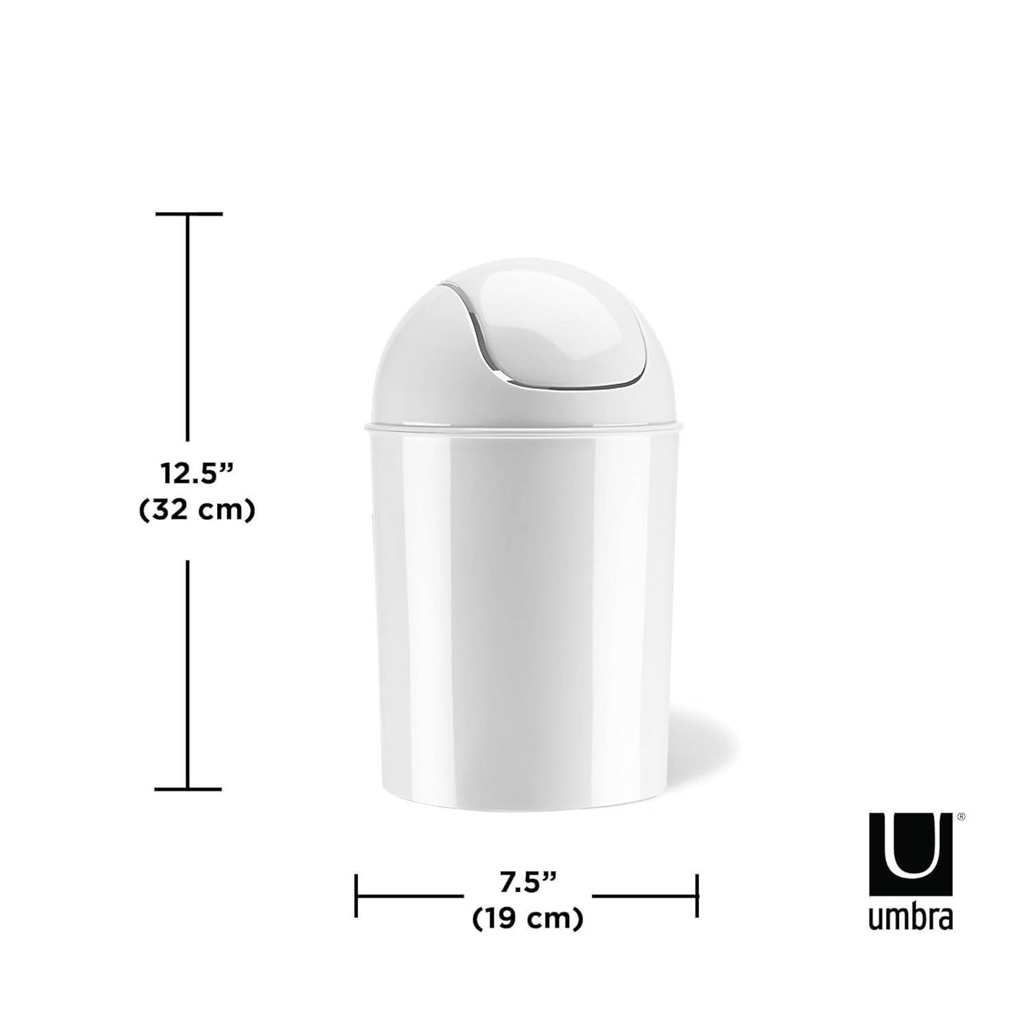 image:imageUmbra 125 Gallon Mini Waste Can with Removable SwingTop Lid Small Garbage Bin for Kitchen Bathroom Bedroom Office Compact Trash Can Fit Under Tables amp Counters Dark BlueWhite