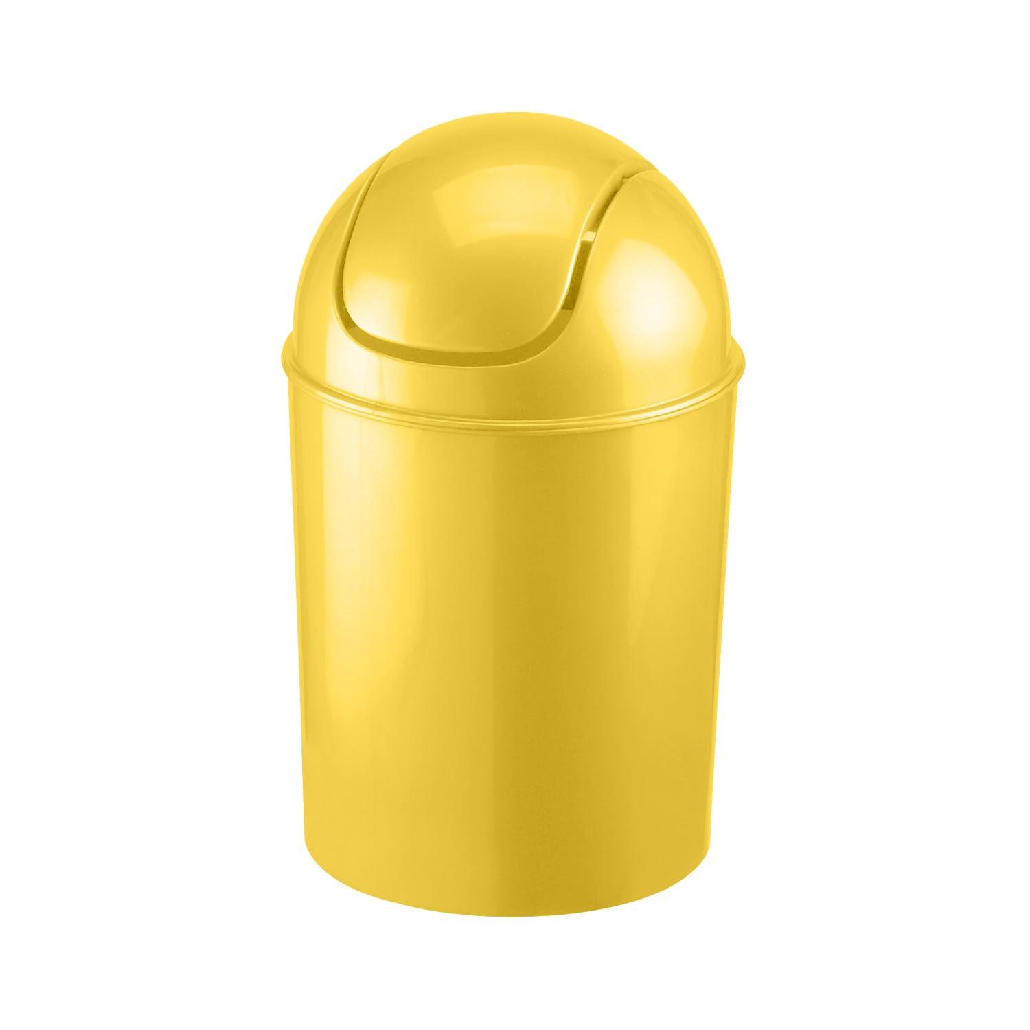 image:imageUmbra 125 Gallon Mini Waste Can with Removable SwingTop Lid Small Garbage Bin for Kitchen Bathroom Bedroom Office Compact Trash Can Fit Under Tables amp Counters Dark BlueYellow