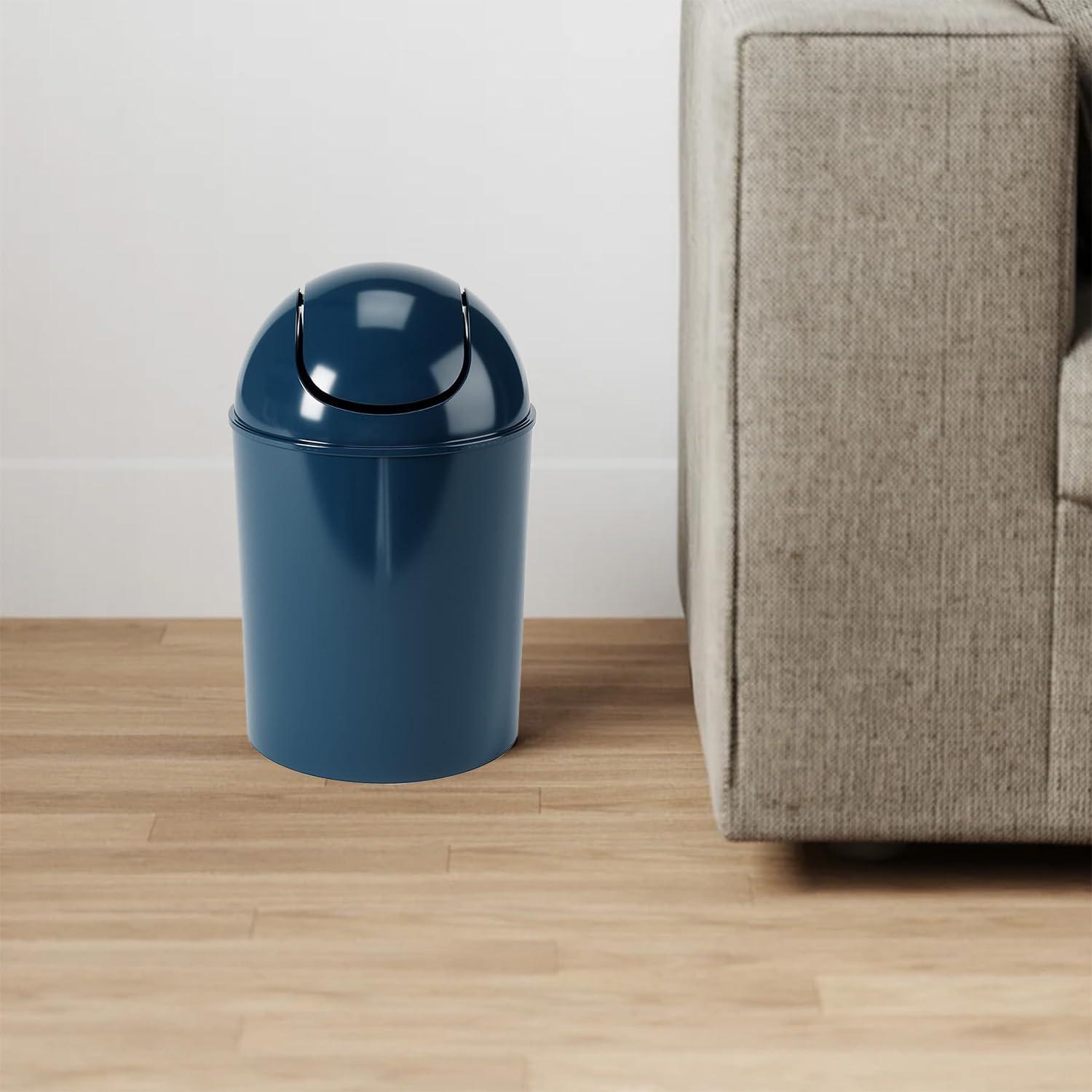 image:imageUmbra 125 Gallon Mini Waste Can with Removable SwingTop Lid Small Garbage Bin for Kitchen Bathroom Bedroom Office Compact Trash Can Fit Under Tables amp Counters Dark BlueDark Blue