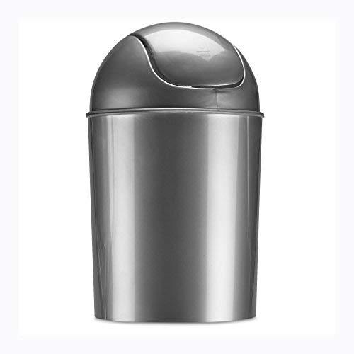 image:imageUmbra 125 Gallon Mini Waste Can with Removable SwingTop Lid Small Garbage Bin for Kitchen Bathroom Bedroom Office Compact Trash Can Fit Under Tables amp Counters Dark BlueSilver