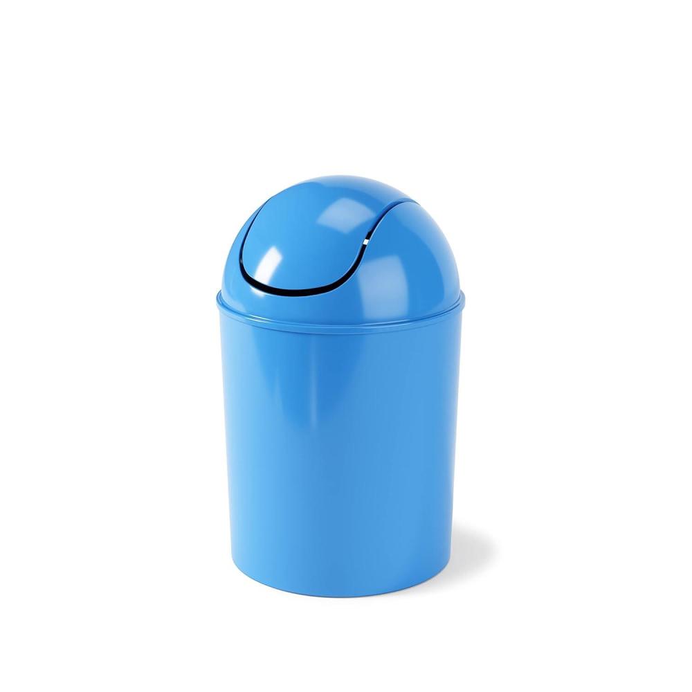 image:imageUmbra 125 Gallon Mini Waste Can with Removable SwingTop Lid Small Garbage Bin for Kitchen Bathroom Bedroom Office Compact Trash Can Fit Under Tables amp Counters Dark BlueSky Blue