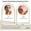 Umbra Bellwood Vanity Mirror, Double-Sided 1x/10x Magnifying Mirror with 3 LED Light Temperatures, Dimmable Touch Sensor, USB-C Powered, Integrated Storage Tray – White/Natural