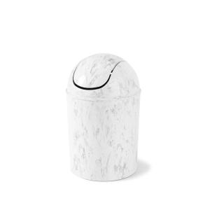 Umbra 1.25 Gallon Mini Waste Can with Removable Swing-Top Lid – Small Garbage Bin for Kitchen, Bathroom, Bedroom, Office – Compact Trash Can Fit Under Tables & Counters – Dark Blue(White Marble)