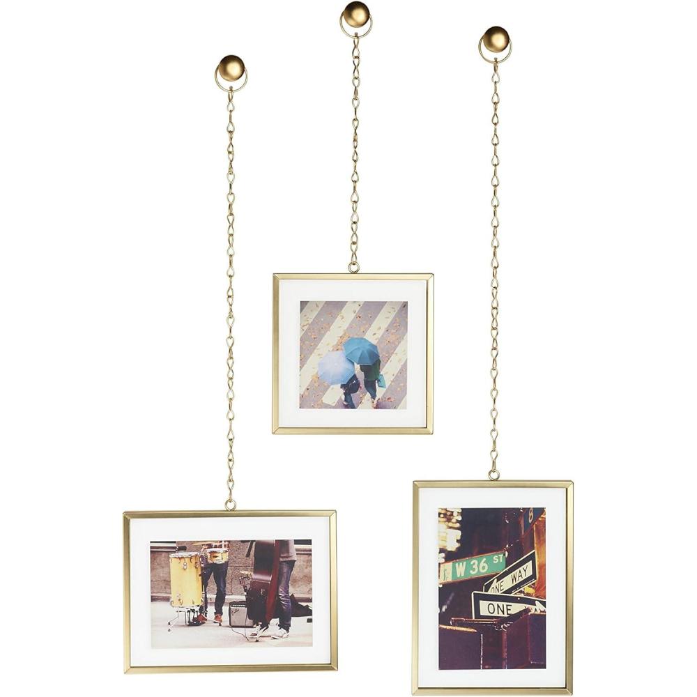image:imageUmbra Chrome Fotochain 4x4 and 4x6 Picture Frame and Wall Decor Set for PhotosBrass