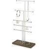 Umbra Trigem Tiered Tabletop Jewelry Organizer Freestanding Hanging Necklace, Earring and Bracelet Display, 5, Barnwood/Nickel(Barnwood/Nickel)