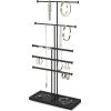 Umbra Trigem Tiered Tabletop Jewelry Organizer Freestanding Hanging Necklace, Earring and Bracelet Display, 5, Barnwood/Nickel(Black)