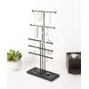 Umbra Trigem Tiered Tabletop Jewelry Organizer Freestanding Hanging Necklace, Earring and Bracelet Display, 5, Barnwood/Nickel(Black)