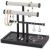 Umbra Trigem Tiered Tabletop Jewelry Organizer Freestanding Hanging Necklace, Earring and Bracelet Display, 5, Barnwood/Nickel(Black/Walnut)